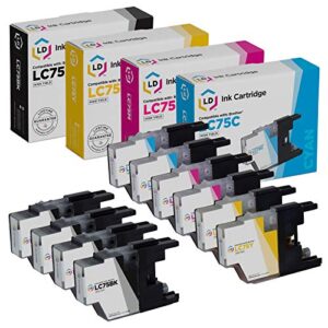 ld products compatible ink cartridge replacement for brother lc75 high yield (4 black, 2 cyan, 2 magenta, 2 yellow, 10-pack)