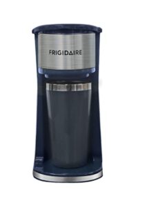frigidaire stainless steel coffee maker – single cup with insulted travel mug ecmk095 with 420ml capacity (navy)