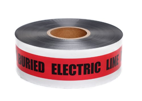 Swanson Tool Co DETR31005 3 inch by 1000 Foot 5 MIL Detectable Safety Tape"Caution Buried Electric Line Below" Red with Black Print