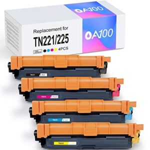 oa100 compatible toner cartridge replacement for brother tn221 tn225 tn-221 tn-225 for mfc-9330cdw hl-3170cdw mfc-9130cw (black, cyan, magenta, yellow, 4-pack)