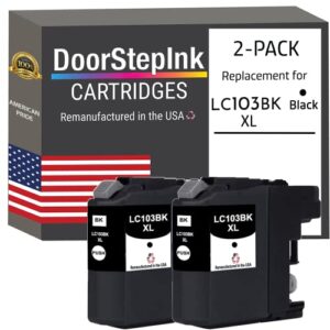 doorstepink remanufactured in the usa ink cartridge replacements for brother lc103 2 black for printers mfc-j4310dw mfc-j4410dw mfc-j450 dw mfc-j875dw mfc-j870dw mfc-j6920dw