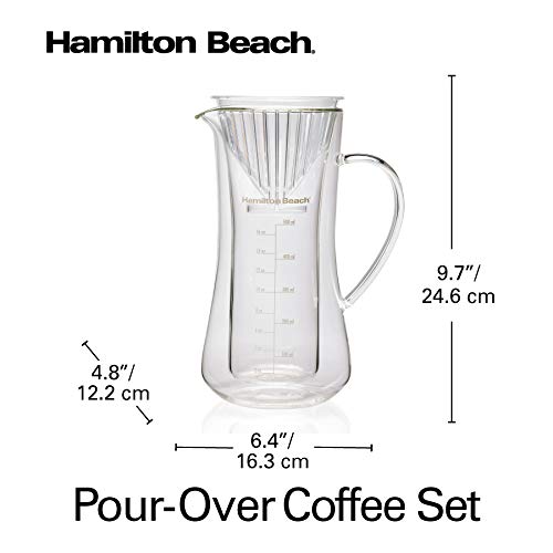 Hamilton Beach Pour Over Drip Coffee Maker, 17 Ounces, Glass Carafe