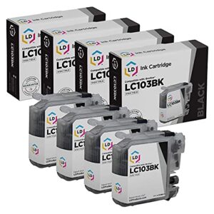 ld products compatible ink cartridge replacement for brother lc103bk high yield (black, 4-pack)