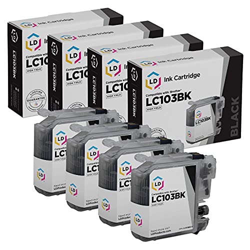 LD Products Compatible Ink Cartridge Replacement for Brother LC103BK High Yield (Black, 4-Pack)