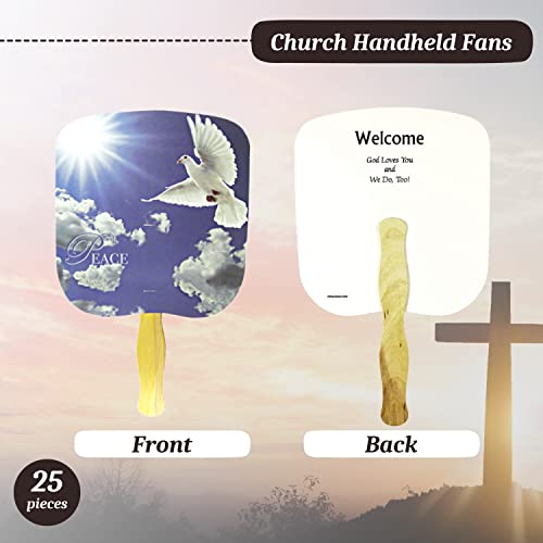 Swanson Christian Products Church Fans - Hand Held Parlor Fans for Adults - Hand Fans for Church Services - Peace - Sky Image - Pack of 25