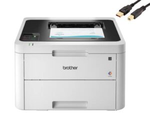 new brother hl-l32 30cdw compact digital color laser printer, with wireless and duplex printing, lcd, 25ppm, 250-sheet, durlyfish usb printer cable