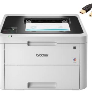 New Brother HL-L32 30CDW Compact Digital Color Laser Printer, with Wireless and Duplex Printing, LCD, 25ppm, 250-sheet, Durlyfish USB Printer Cable