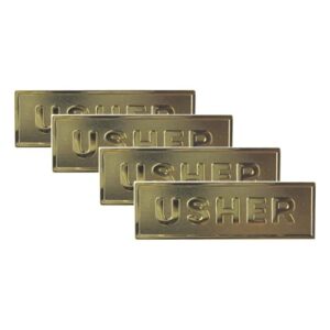 swanson christian products church badges – magnetic-backed church leadership badge – magnetic name tags reusable for church gatherings – badge for usher – gold metal (pack of 4)