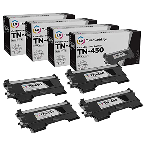 LD Compatible Toner Cartridge Replacement for Brother TN450 High Yield (Black, 4-Pack)