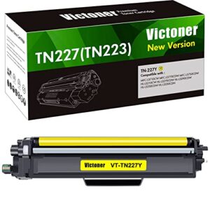 victoner compatible tn227 tn227y toner: cartridge replacement for brother tn227 tn227y tn-227y tn223y mfc-l3770cdw hl-l3290cdw hl-l3230cdw mfc-l3750cdw hl-l3270cdw mfc-l3710cw printer (yellow, 1-pack)