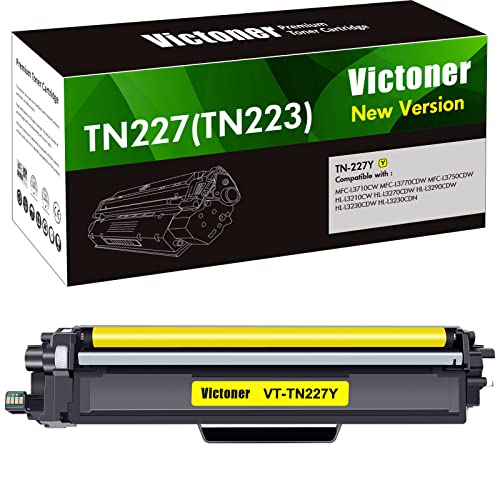 VICTONER Compatible TN227 TN227Y Toner: Cartridge Replacement for Brother TN227 TN227Y TN-227Y TN223Y MFC-L3770CDW HL-L3290CDW HL-L3230CDW MFC-L3750CDW HL-L3270CDW MFC-L3710CW Printer (Yellow, 1-Pack)