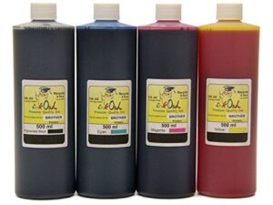 inkowl bulk ink replacement for brother printers (500ml, 4-pack)