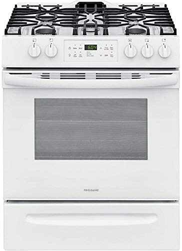 Frigidaire FFGH3054UW 30"" Slide-In Gas Range with 5 Burners 5 Cu. Ft. Oven Capacity Self Clean and Storage Drawer in White