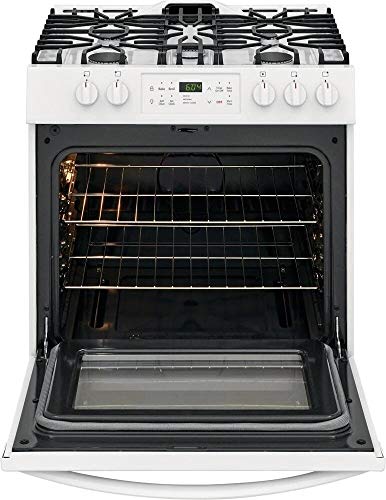 Frigidaire FFGH3054UW 30"" Slide-In Gas Range with 5 Burners 5 Cu. Ft. Oven Capacity Self Clean and Storage Drawer in White