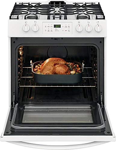 Frigidaire FFGH3054UW 30"" Slide-In Gas Range with 5 Burners 5 Cu. Ft. Oven Capacity Self Clean and Storage Drawer in White