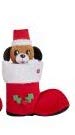 home depot plush animated singing dancing light up christmas dog in boot 10″ tall pops out of boot