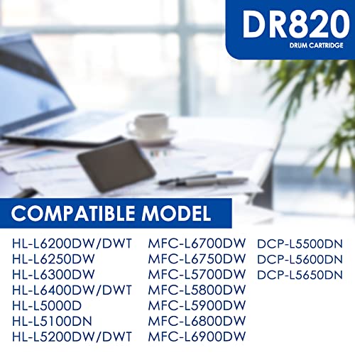 DR-820 (DR820) 𝑯𝒊𝒈𝒉 𝒀𝒊𝒆𝒍𝒅 Black Drum Unit 2-Pack, LVELIMIT Compatible Replacement for Brother MFC-L5700DW MFC-L5800DW MFC-L5900DW HL-L5100DN MFC-L6750DW Printer Drum
