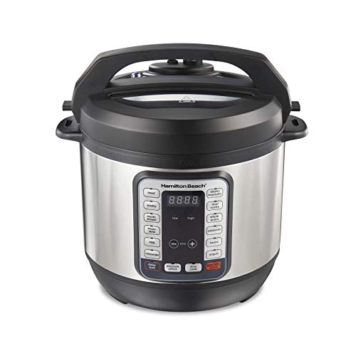 Hamilton Beach 12-in-1 QuikCook Pressure Cooker with True Slow Cook Technology, Rice, Sauté, Egg and More, 8qt., Black and Stainless (34508)