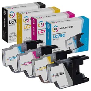 ld products compatible ink cartridge replacement for brother lc75 high yield (1 black, 1 cyan, 1 magenta, 1 yellow, 4-pack)