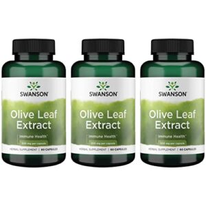 swanson olive leaf extract immune health cardiovascular health antioxidant support supplement 500 mg 60 capsules (standardized to 20% oleuropein) (3 pack)