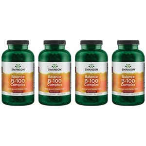 swanson b-100 b-complex vitamins energy cardio stress metabolism support 300 capsules (4 pack)