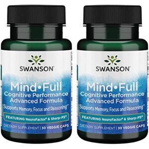 swanson mind full cognitive performance advanced formula 30 veg caps 2 pack