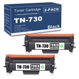 compatible toner cartridge replacement for brother tn730 tn-730 dcp-l2550dw mfc-l2710dw mfc-l2750dw mfc-l2750dwxl hl-l2350dw hl-l2390dw hl-l2395dw printer toner (black,2-pack)