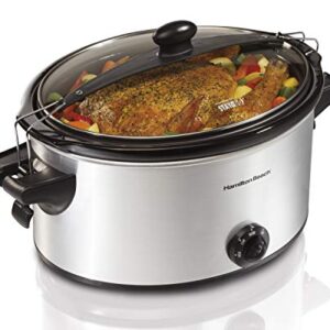 Hamilton Beach Stay or Go Portable 6-Quart Slow Cooker With Lid Lock, Dishwasher-Safe Crock, Silver (33262)