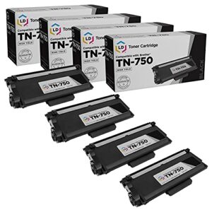 ld compatible toner cartridge replacement for brother tn750 high yield (black, 4-pack)
