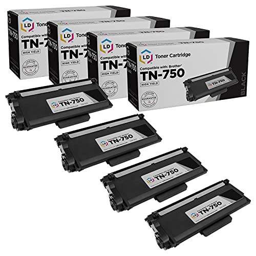 LD Compatible Toner Cartridge Replacement for Brother TN750 High Yield (Black, 4-Pack)