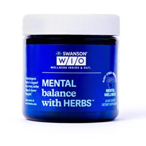 swanson wio™ mental balance with herbs™ for stress support, better sleep, ayurvedic, focus, more energy, adaptogen, ashwagandha, ginseng, mental wellness, 30 capsules (30-day supply)