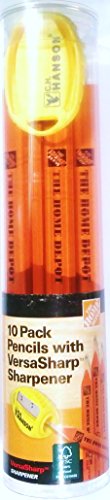 Home Depot Marking Pencil with VersaSharp Sharpener, 10 Pack - 100% Wood FSC C006583 - Made in USA