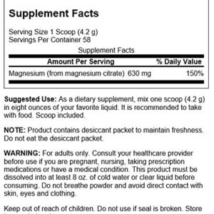 Swanson 100% Pure Magnesium Citrate Powder - Unflavored 630 mg 8.6 oz Pwdr 4 Pack