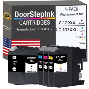 doorstepink remanufactured in the usa ink cartridge replacements for brother lc109 black lc 105 cmy for printers mfc-6520dw mfc-6720dw mfc-6920dw