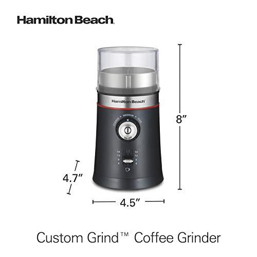 Hamilton Beach 10oz Electric Coffee Grinder with Multiple Grind Settings for up to 14 Cups, Stainless Steel Blades, Black