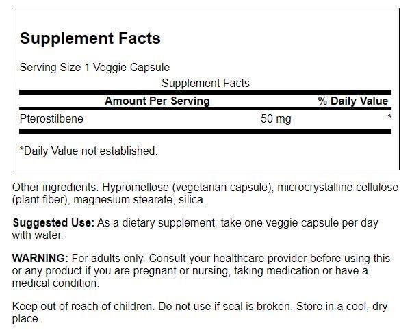 Swanson Pterostilbene 50 mg 30 Veg Caps