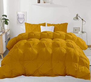 all-season comforter queen / full (1pc) size gold 1 piece quiled pinch pleated comforter 1000 tc cotton (comforter cover not included)