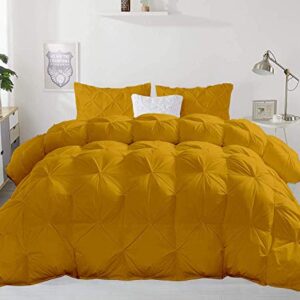 All-Season Comforter Queen / Full (1PC) Size Gold 1 Piece Quiled Pinch Pleated Comforter 1000 TC Cotton (Comforter Cover Not Included)