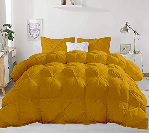 All-Season Comforter Queen / Full (1PC) Size Gold 1 Piece Quiled Pinch Pleated Comforter 1000 TC Cotton (Comforter Cover Not Included)