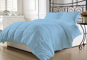 cotton home depot – duvet insert or stand-alone – 300 thread count 1-piece quilted box stitching comforter 100% cotton solid – sky blue – oversized queen