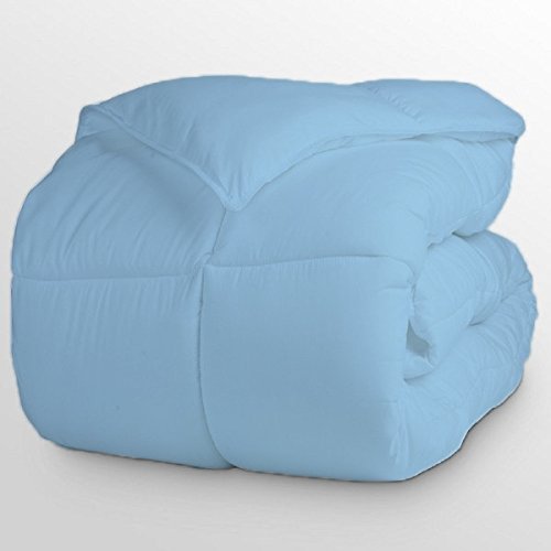 Cotton Home Depot - Duvet Insert or Stand-Alone - 300 Thread Count 1-Piece Quilted Box Stitching Comforter 100% Cotton Solid - Sky Blue - Oversized Queen