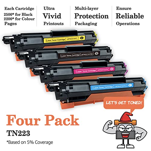 TONERNEEDS Black and Color Toner Cartridge - Compatible with Brother Printer tn227 Toner TN227BK TN223 TN-223BK MFC-L3750CDW HL-L3210CW HL-L3290CDW HL-L3270CDW HL-L3230CDW MFC-L3710CW (4-Pack)