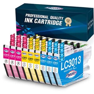 paeolos compatible lc3013 ink cartridges bk/c/m/y replacements for lc3013 lc3011 for brother mfc-j491dw mfc-j497dw mfc-j895dw mfc-j690dw printers, 9 packs (3 cyan, 3 magenta, 3 yellow)
