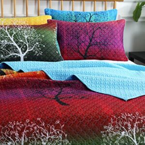 Swanson Beddings Rainbow Tree 5 Piece Bedspread Coverlet Quilt Set: Quilt and 4 Pillow Shams (King)