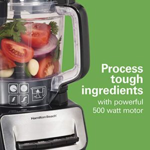 Hamilton Beach Stack & Snap Food Processor and Vegetable Chopper, BPA Free, Stainless Steel Blades, 14 Cup + 4-Cup Mini Bowls, 3-Speed 500 Watt Motor, Black (70585)