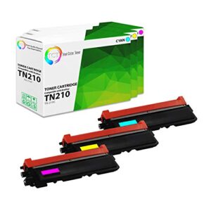 tct premium compatible toner cartridge replacement for brother tn-210 tn210c tn210m tn210y works with brother hl-3040 3070, mfc-9010 9120 9320 printers (cyan, magenta, yellow) – 3 pack