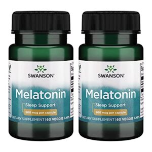 swanson melatonin 500 mcg 60 veg capsules (2 pack)