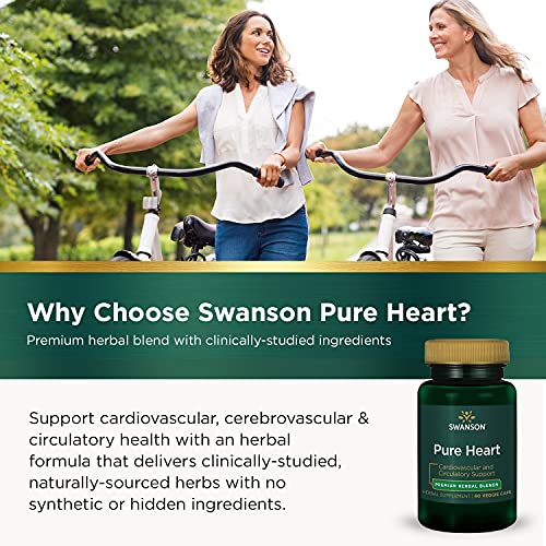 Swanson Pure Heart Cardiovascular Circulatory Health Antioxidant Resveratrol Blood Pressure Cholesterol Support Herbal Supplement 60 Veggie Capsules (Veg Caps) Vegan