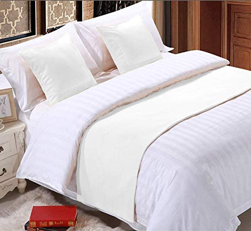 Cotton Home Depot 800 Thread Count Solid 3 Piece 20" Bed Runner Scarf Protector Slipcover Bed Decorative Scarf Cal King(108 X 20) and 2 Pilow Shames (26 X 26) White