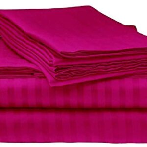 Cotton Home Depot King Striped Sheet Set - Hotel Luxury Bedding Sheets Set - Extra Soft Bed Sheets - Deep Pocket up to 10" - Wrinkle, Fade, Stain Resistant - 4 Piece ( King , Hot Pink )